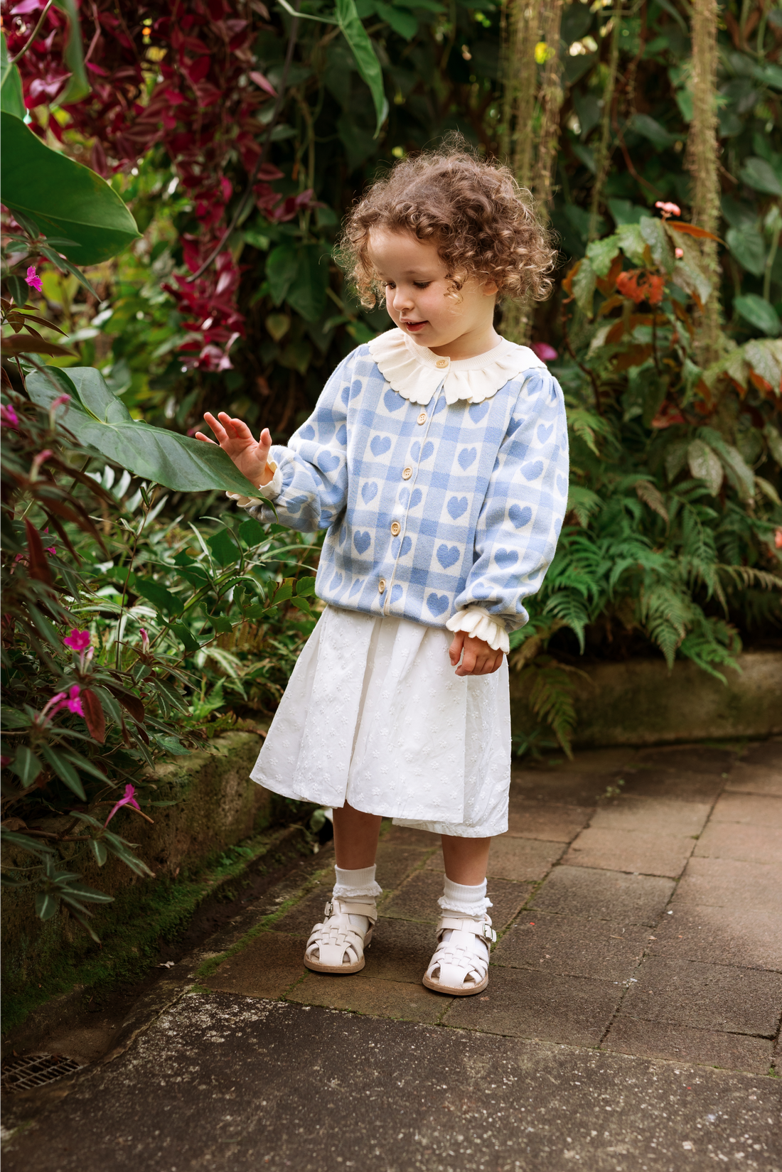 Penelope Cardigan - Blue Checkered Hearts