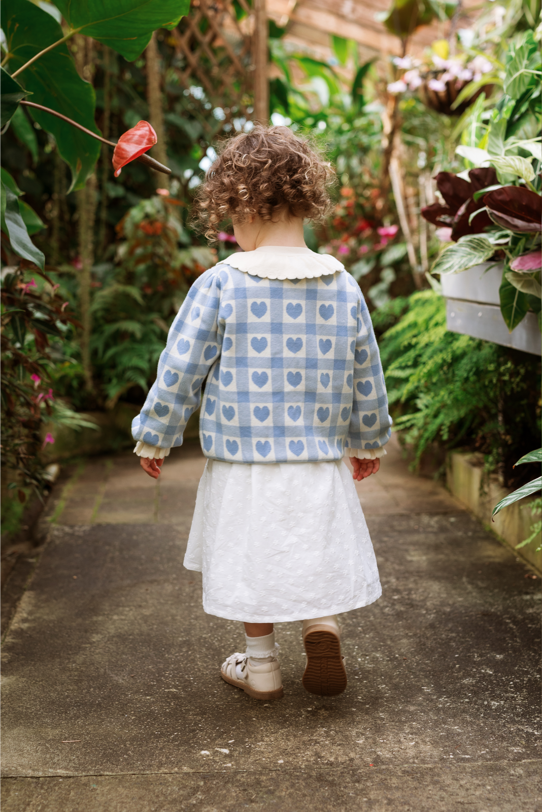 Penelope Cardigan - Blue Checkered Hearts