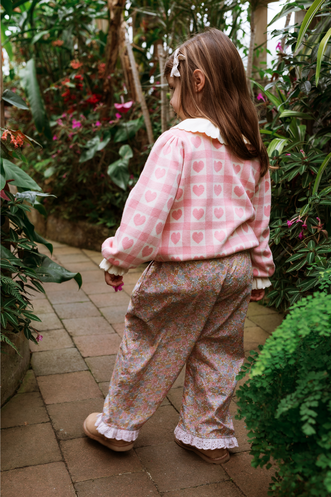 Penelope Cardigan - Pink Checkered Hearts