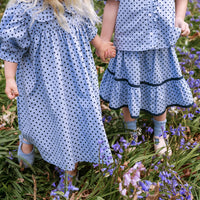 Birdie Dress - Periwinkle Dot