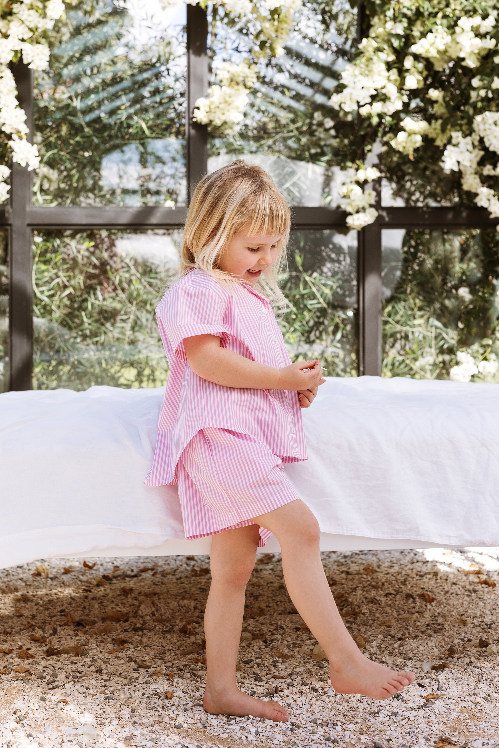 Girls pink striped clearance shirt