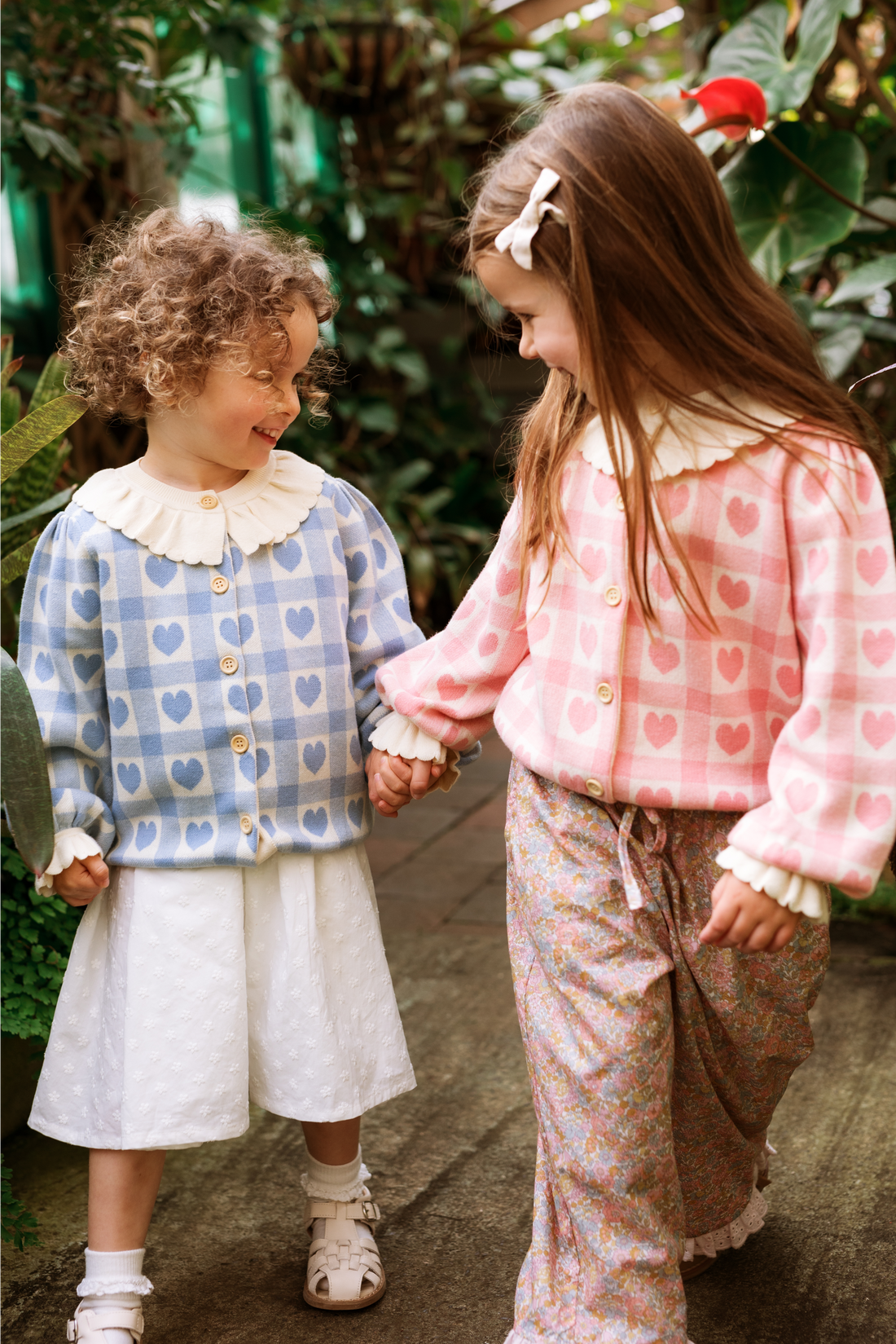 Penelope Cardigan - Pink Checkered Hearts