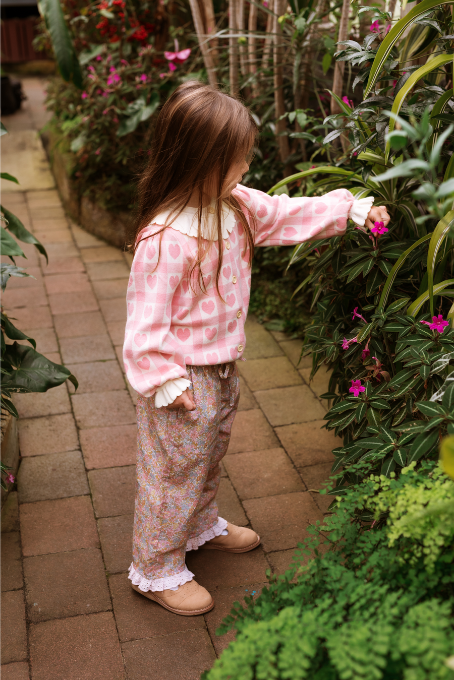 Penelope Cardigan - Pink Checkered Hearts