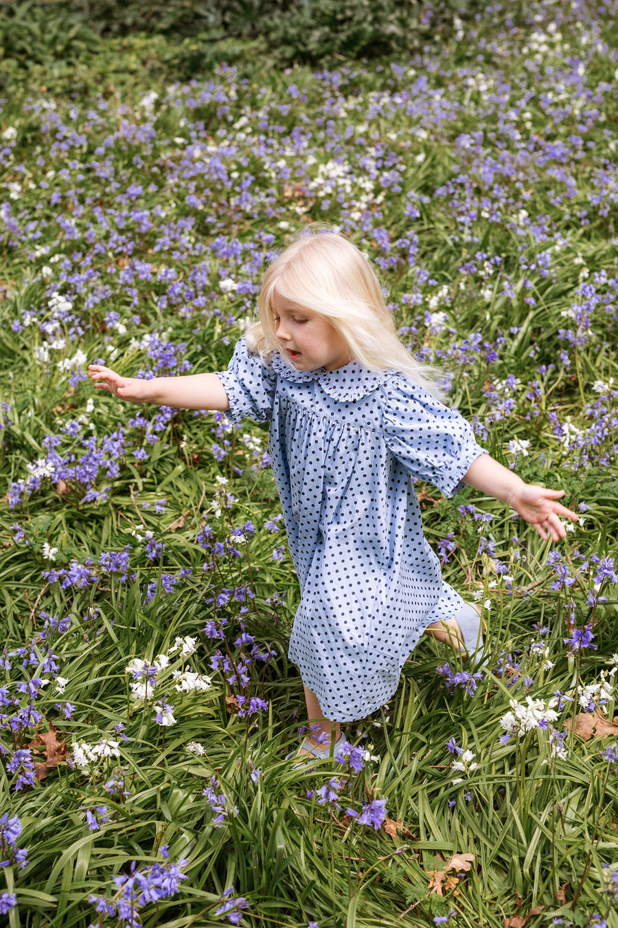 Birdie Dress - Periwinkle Dot
